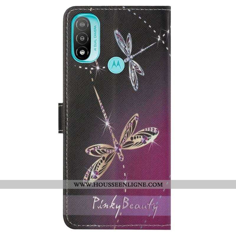 Housse Moto G71 5G Libellules à Lanière