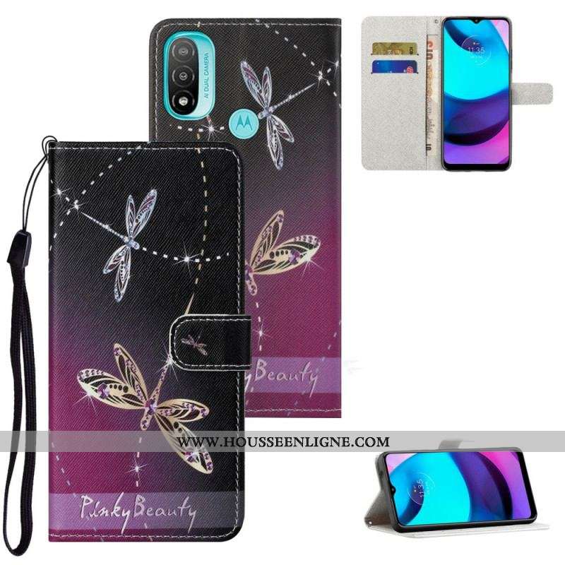 Housse Moto G71 5G Libellules à Lanière