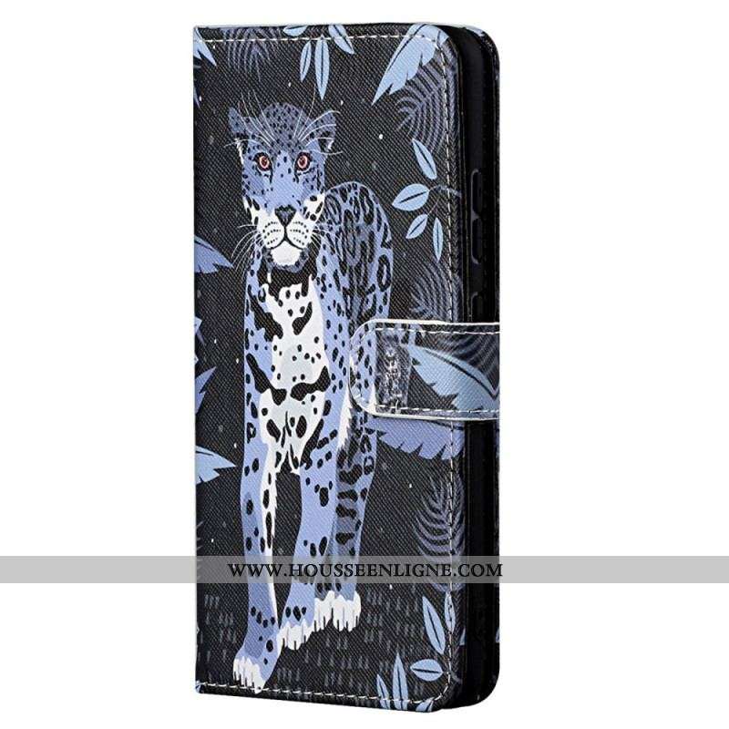 Housse Moto G71 5G Léopard à Lanière