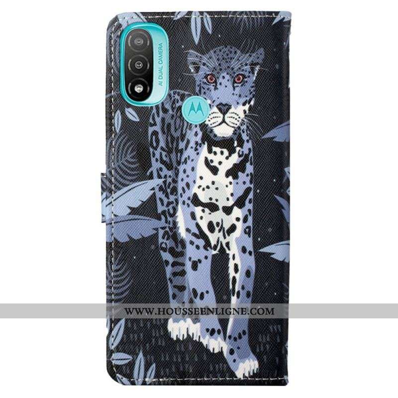 Housse Moto G71 5G Léopard à Lanière