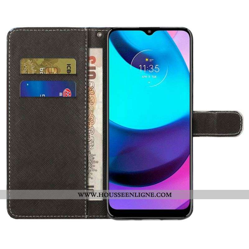 Housse Moto G71 5G Léopard à Lanière