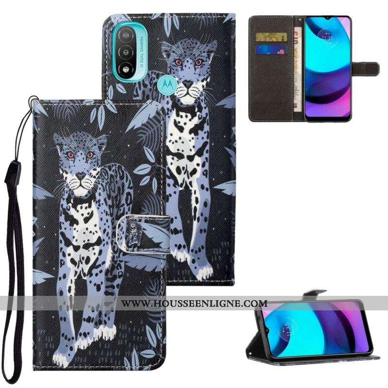 Housse Moto G71 5G Léopard à Lanière