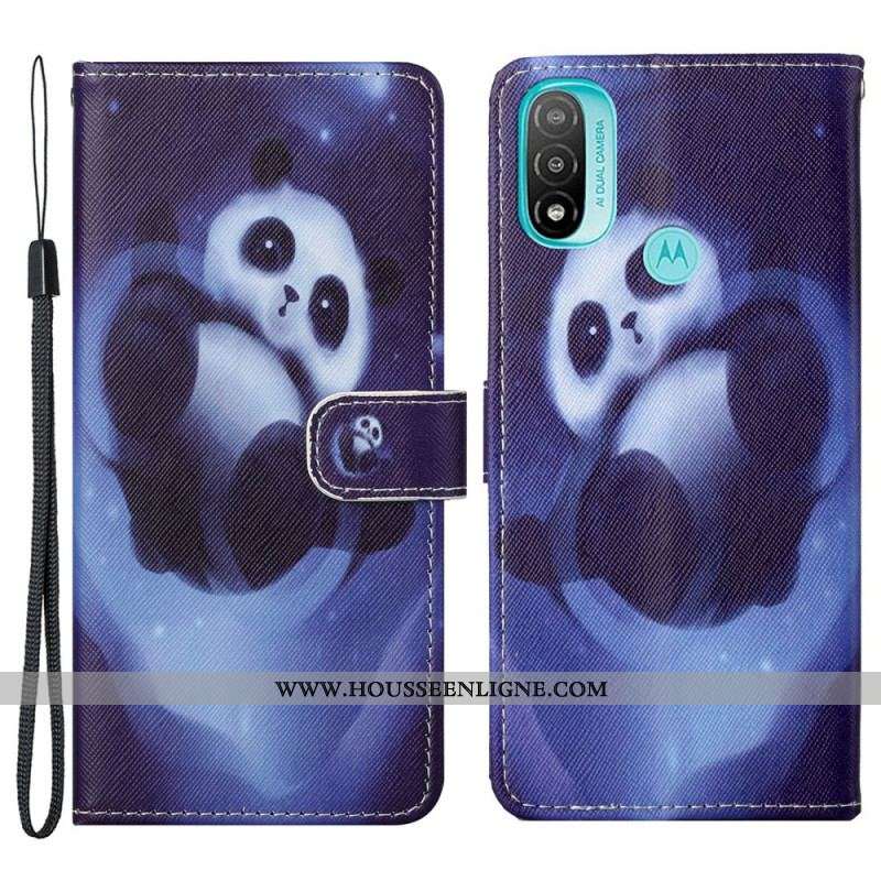 Housse Moto G71 5G Panda Space à Lanière