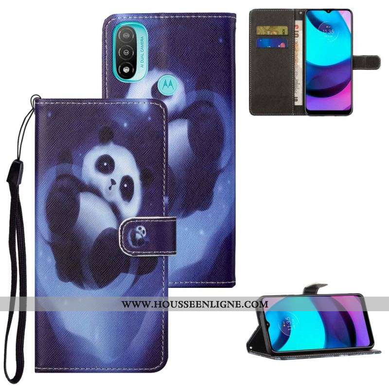 Housse Moto G71 5G Panda Space à Lanière