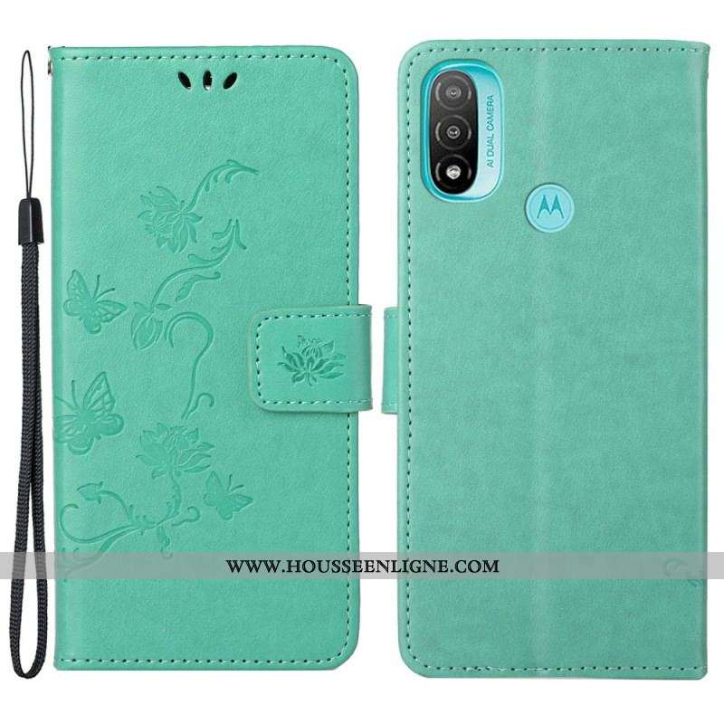 Housse Moto G71 5G Papillons et Fleurs D'Asie