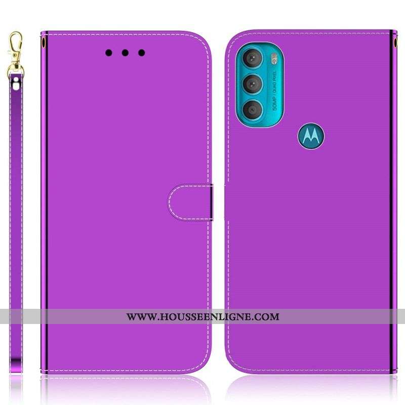 Housse Moto G71 5G Simili Cuir Couverture Miroir