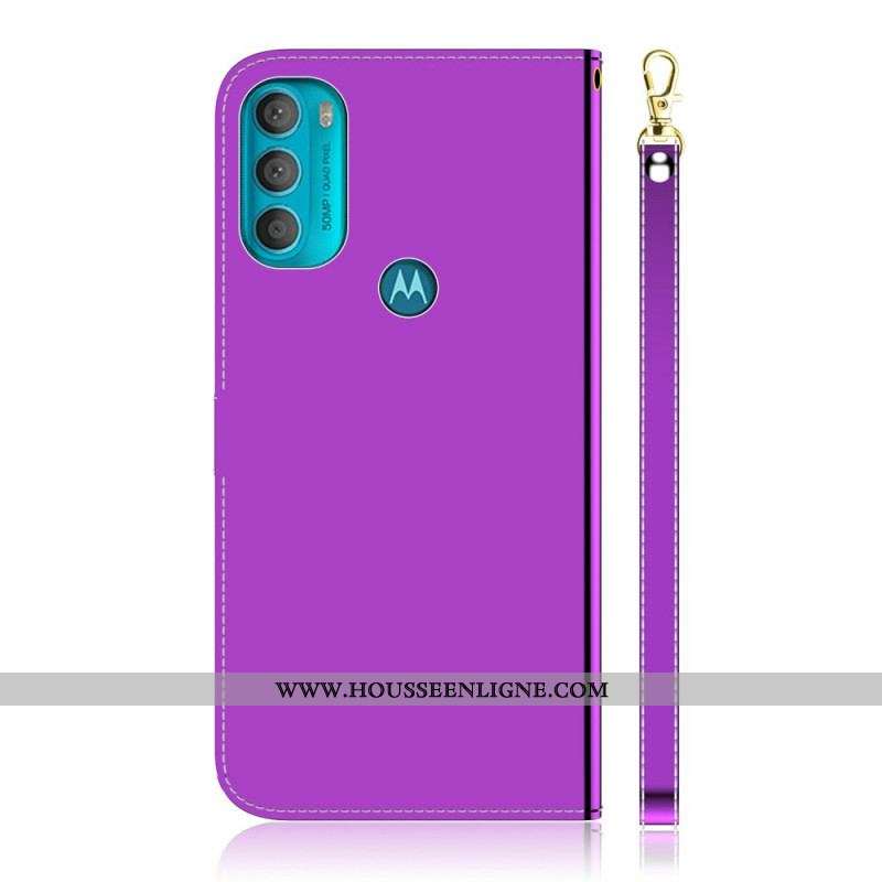 Housse Moto G71 5G Simili Cuir Couverture Miroir