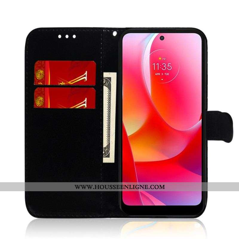 Housse Moto G71 5G Simili Cuir Couverture Miroir