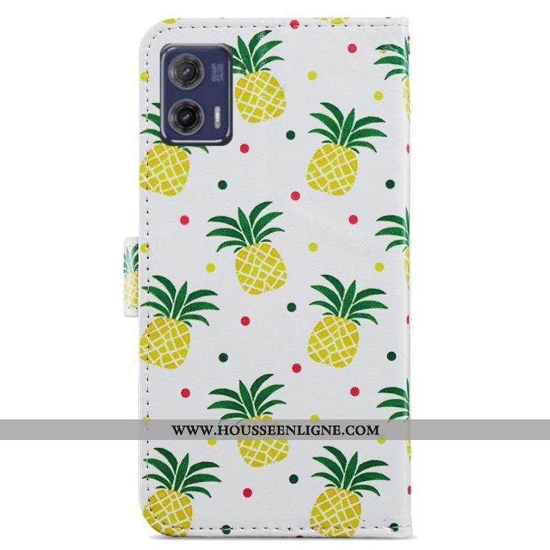 Housse Moto G73 5G Ananas à Lanière