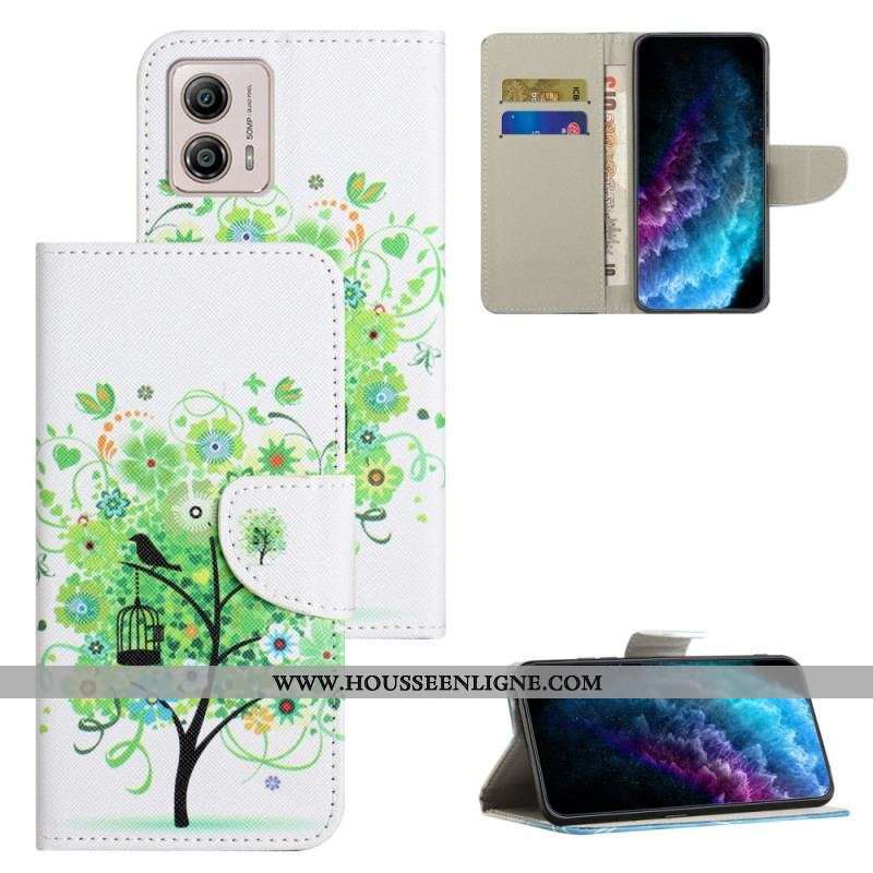 Housse Moto G73 5G Arbre au Feuillage Vert