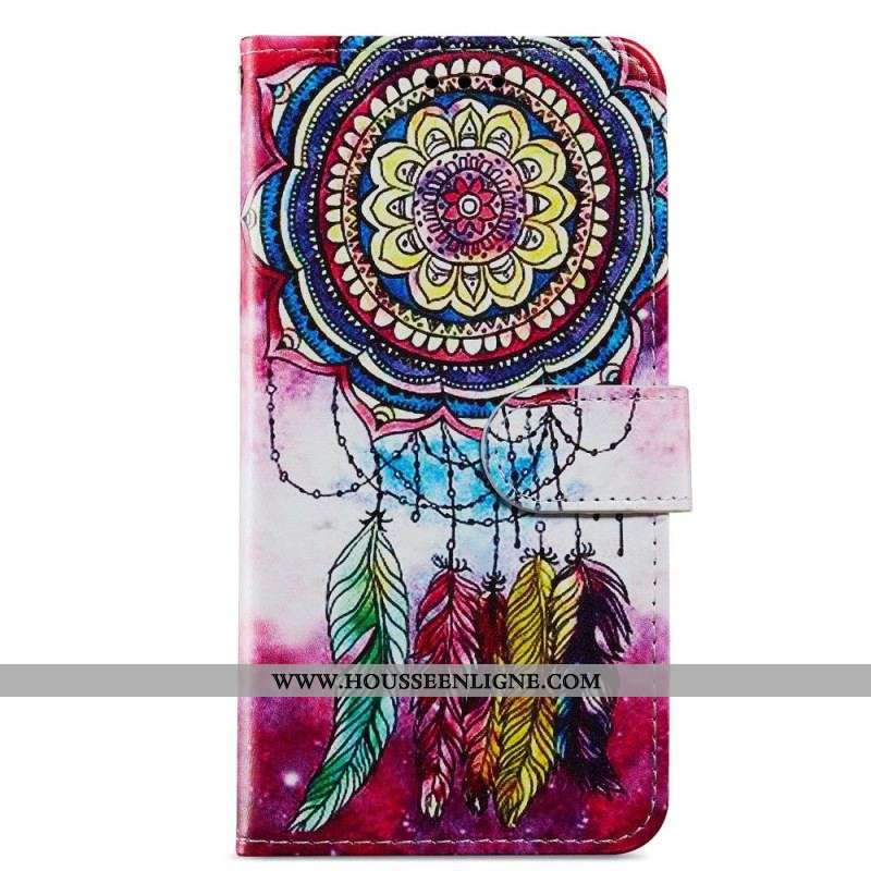 Housse Moto G73 5G Attrape Rêves Coloré à Lanière