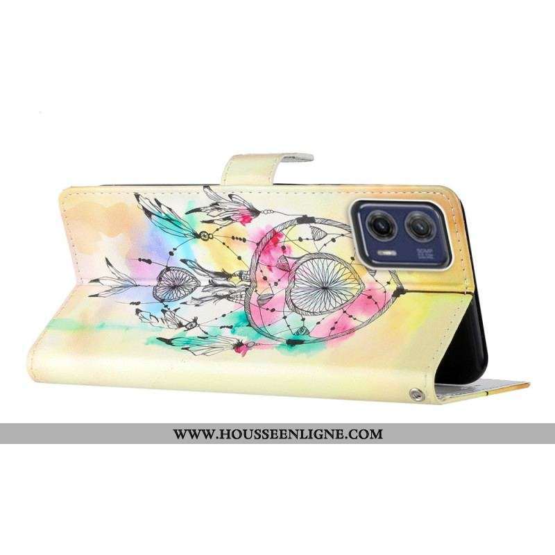 Housse Moto G73 5G Attrape Rêves Coloré à Lanière