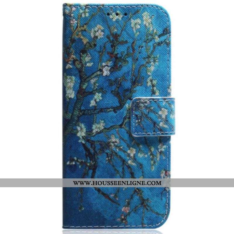 Housse Moto G73 5G Branches Fleuries à Lanière