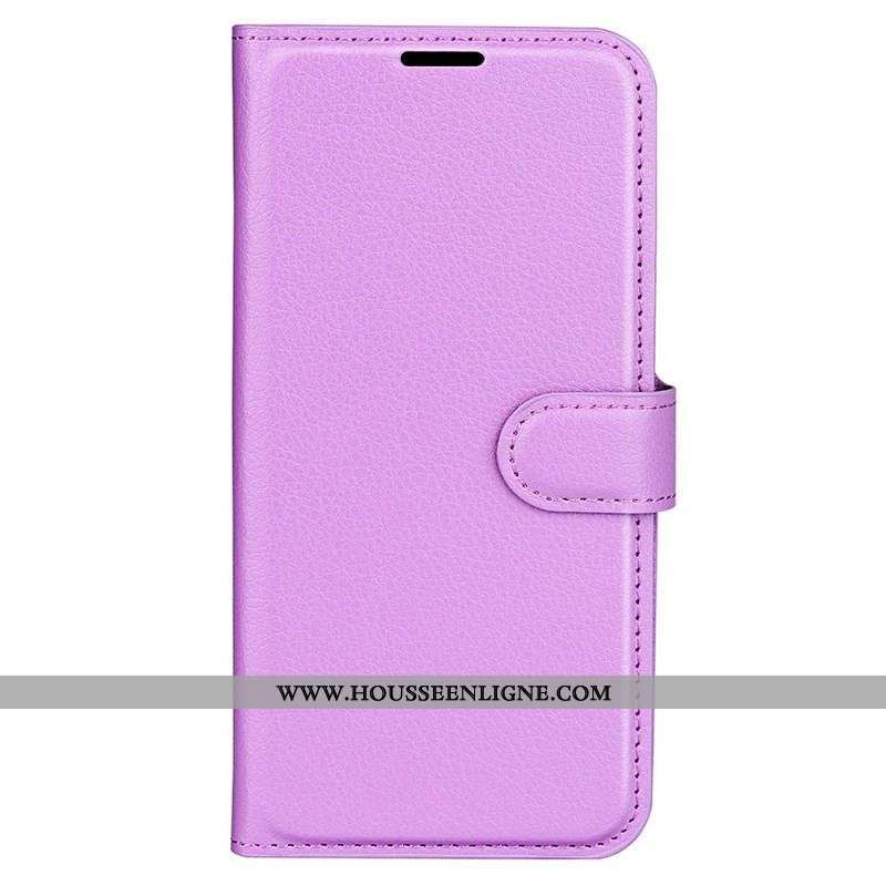 Housse Moto G73 5G Classique Effet Cuir Litchi