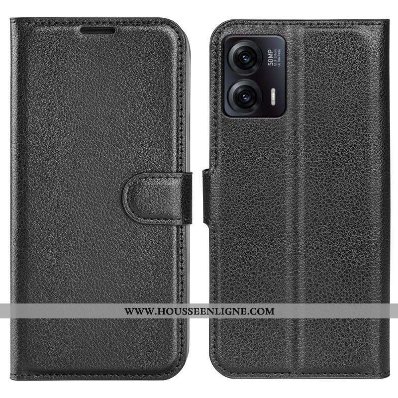 Housse Moto G73 5G Classique Effet Cuir Litchi