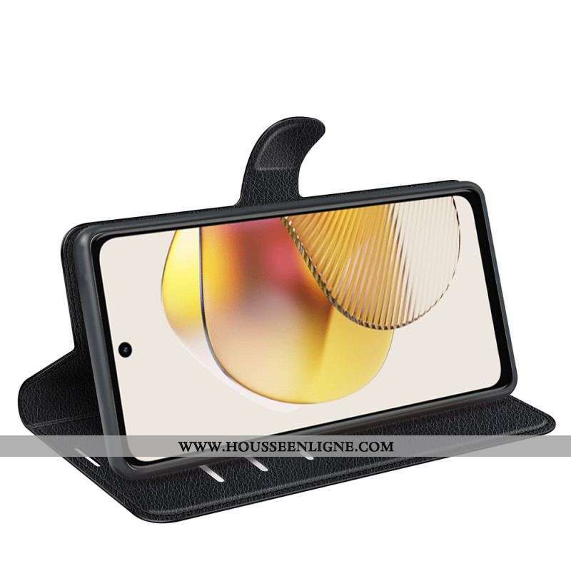 Housse Moto G73 5G Classique Effet Cuir Litchi