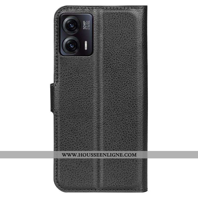Housse Moto G73 5G Classique Effet Cuir Litchi