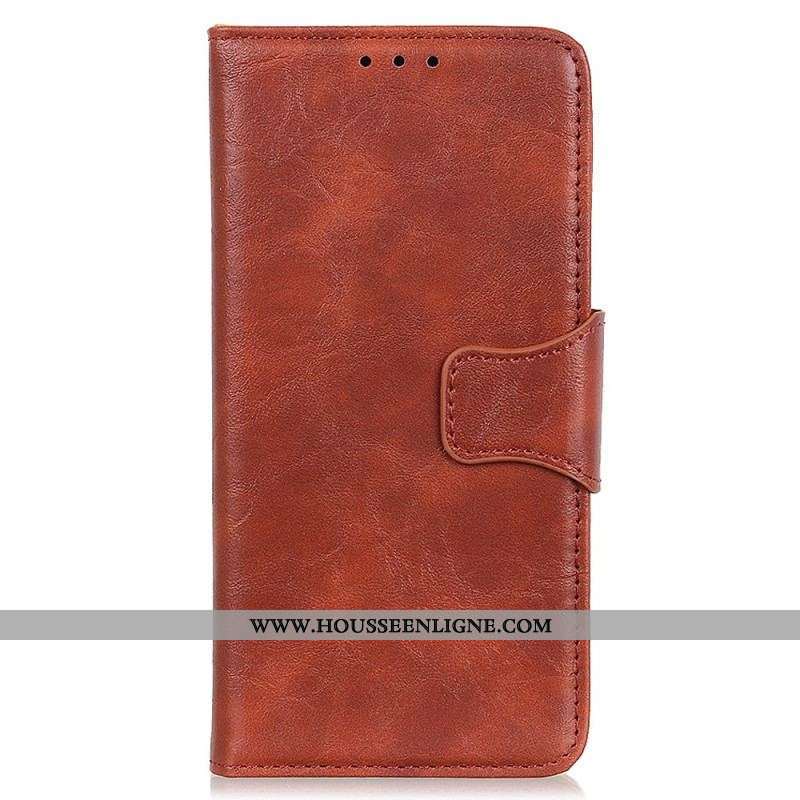 Housse Moto G73 5G Cuir Fendu Fermoir Réversible
