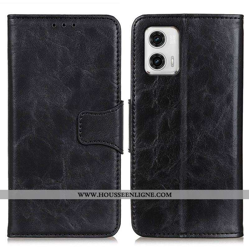 Housse Moto G73 5G Cuir Fendu Fermoir Réversible