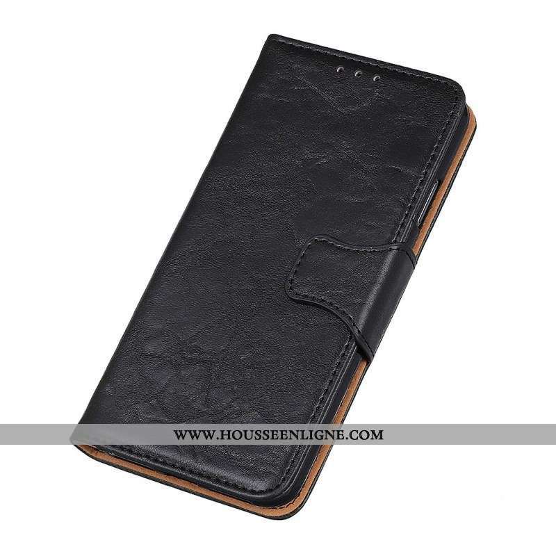 Housse Moto G73 5G Cuir Fendu Fermoir Réversible