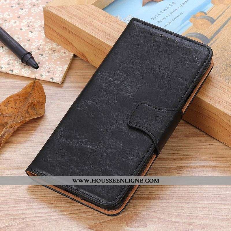 Housse Moto G73 5G Cuir Fendu Fermoir Réversible