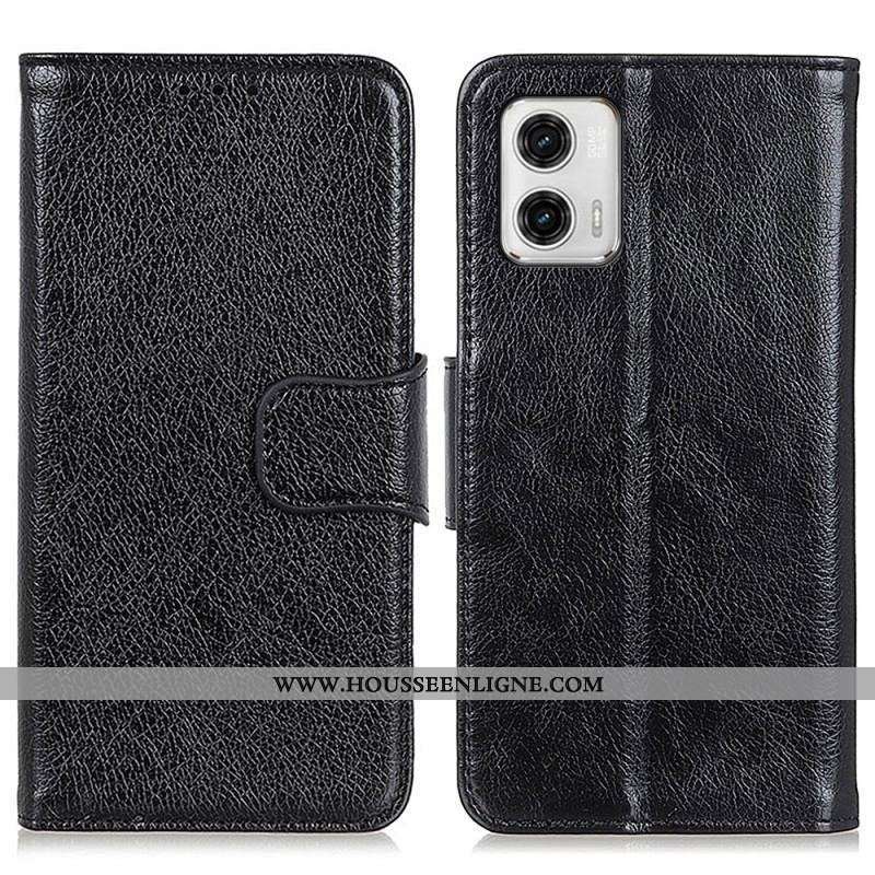 Housse Moto G73 5G Cuir Fendu Nappa