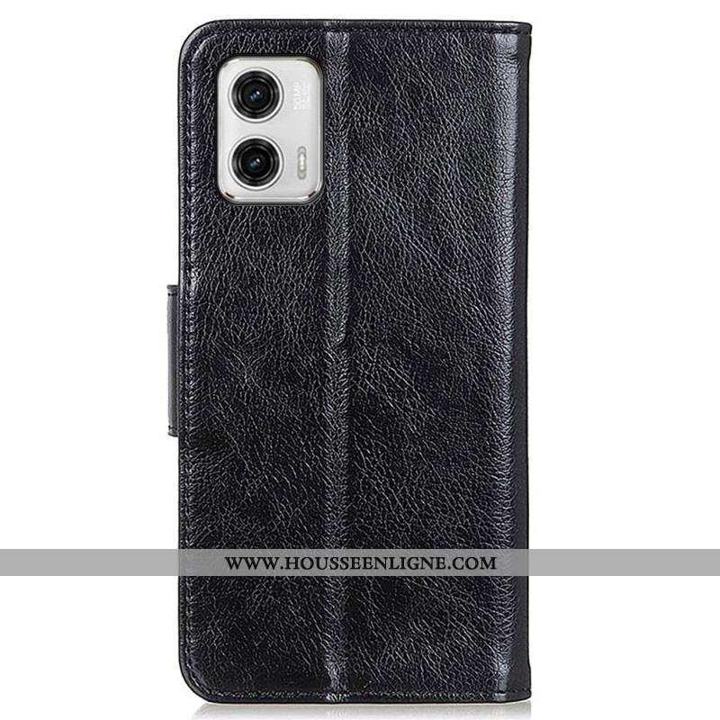 Housse Moto G73 5G Cuir Fendu Nappa