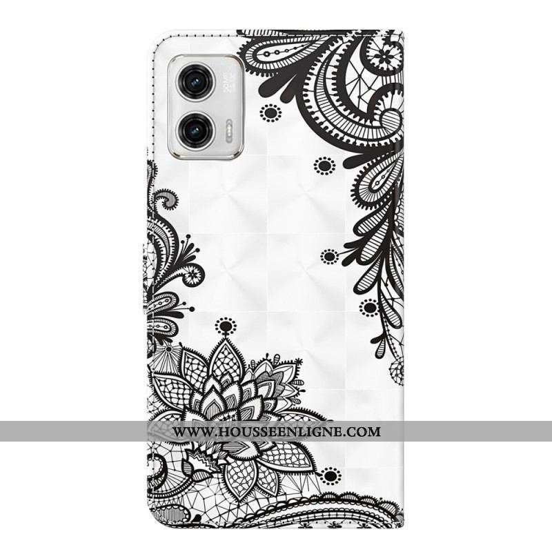Housse Moto G73 5G Dentelle à Lanière