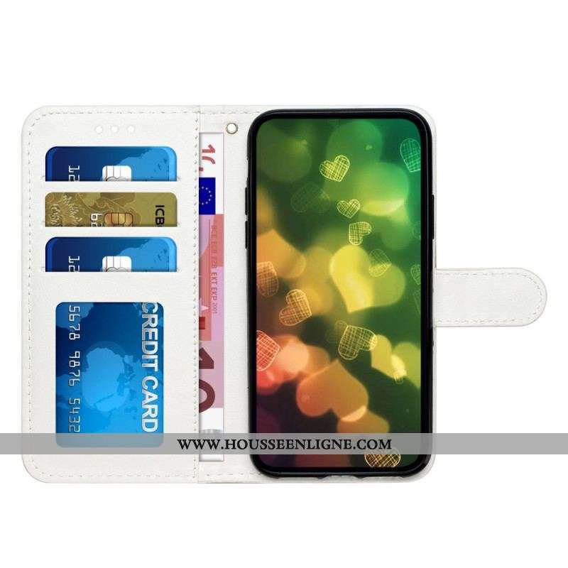 Housse Moto G73 5G Deux Loups à Lanière