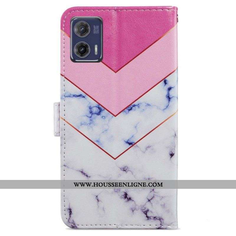 Housse Moto G73 5G Déclinaison Marbre à Lanière