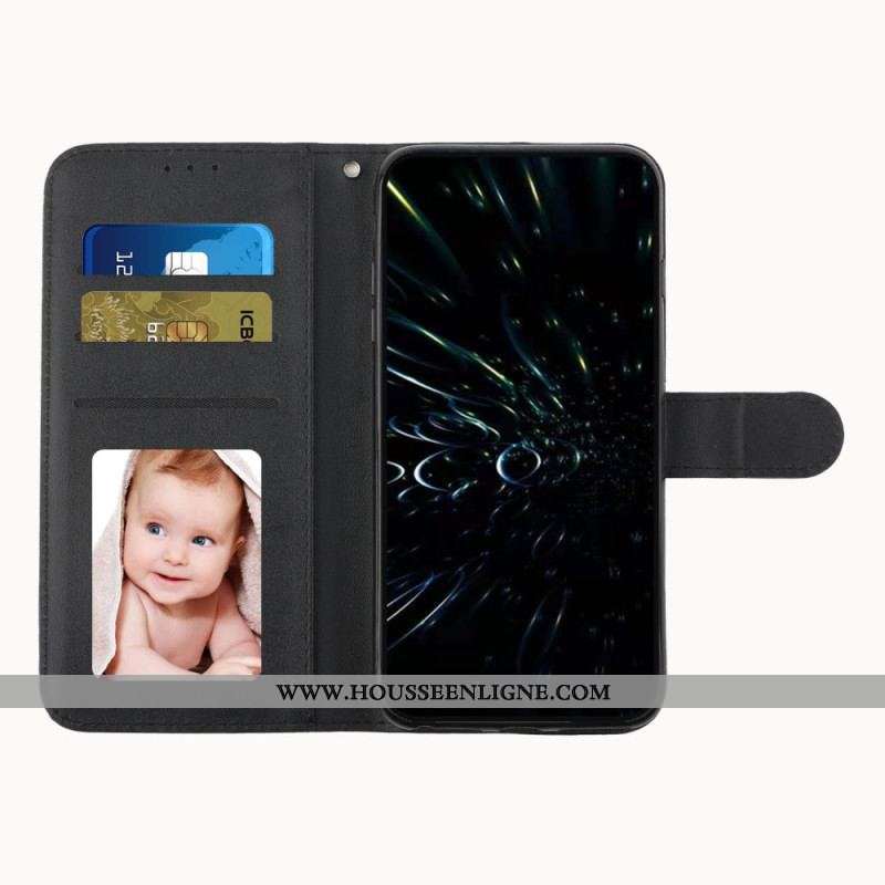 Housse Moto G73 5G Effet Cuir Lignes à Lanière