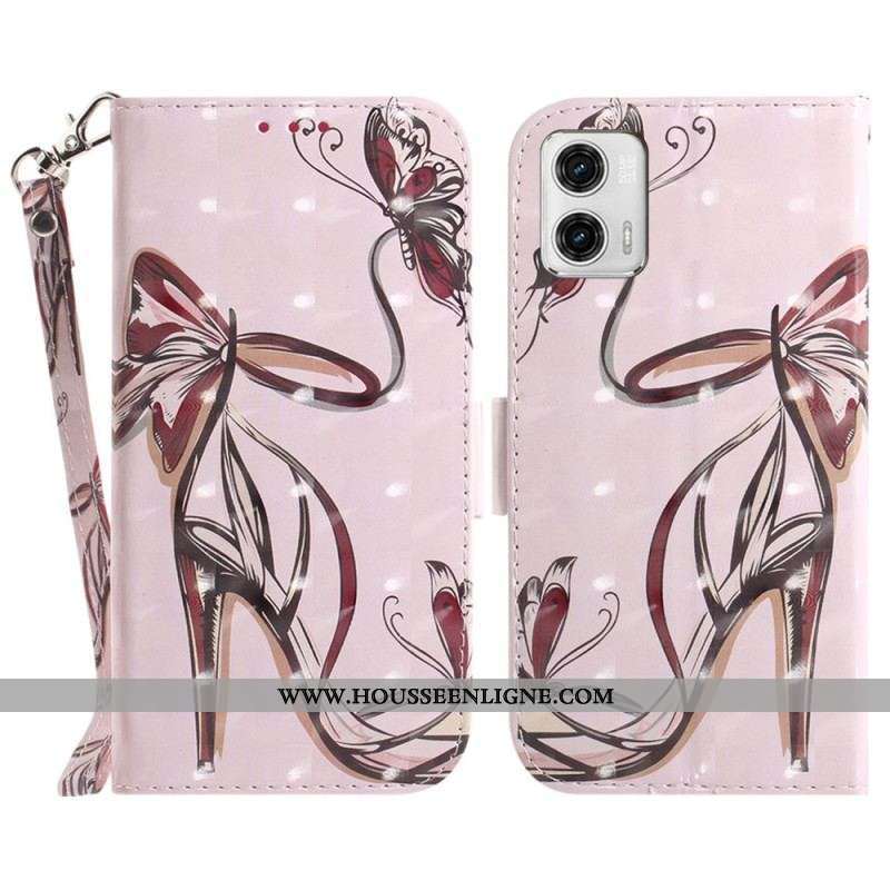 Housse Moto G73 5G Escarpin à Lanière