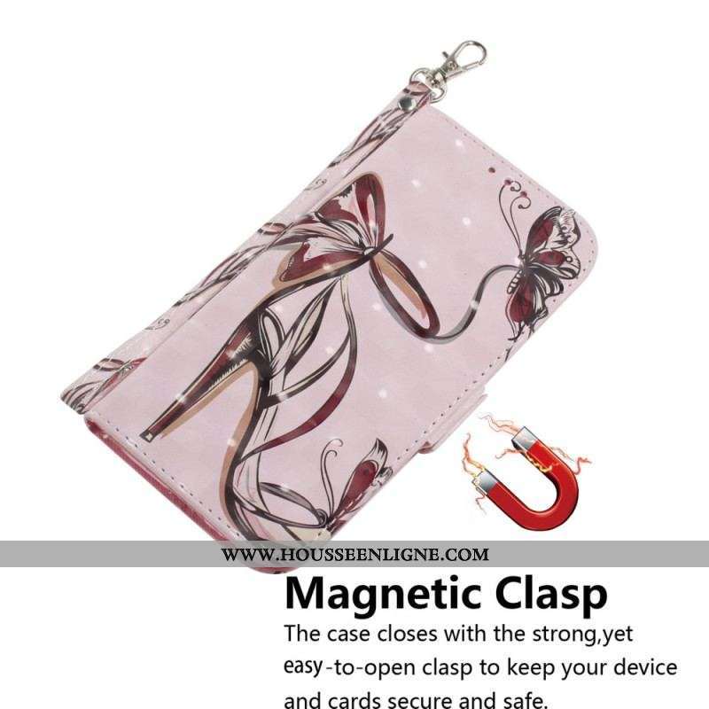 Housse Moto G73 5G Escarpin à Lanière
