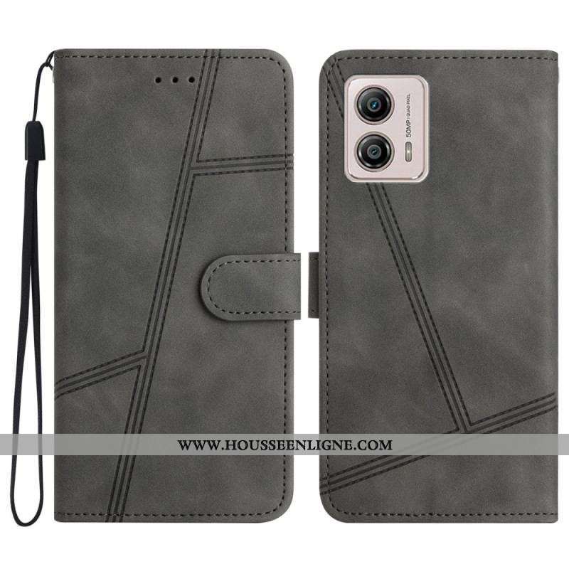 Housse Moto G73 5G Lignes à Lanière