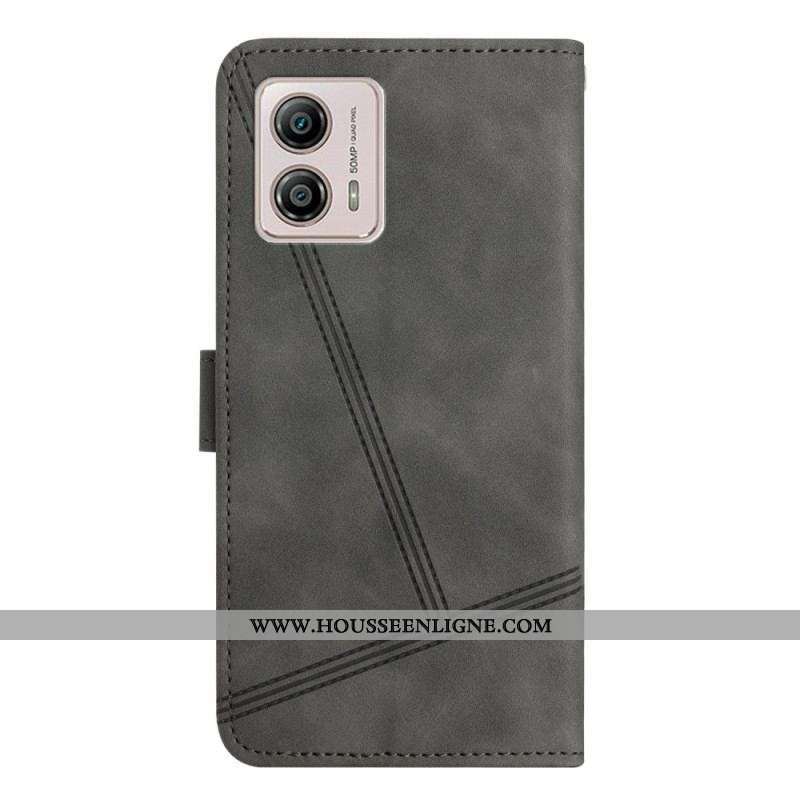 Housse Moto G73 5G Lignes à Lanière