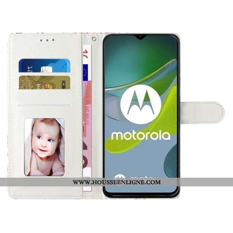 Housse Moto G73 5G Marbre Coloré à Lanière