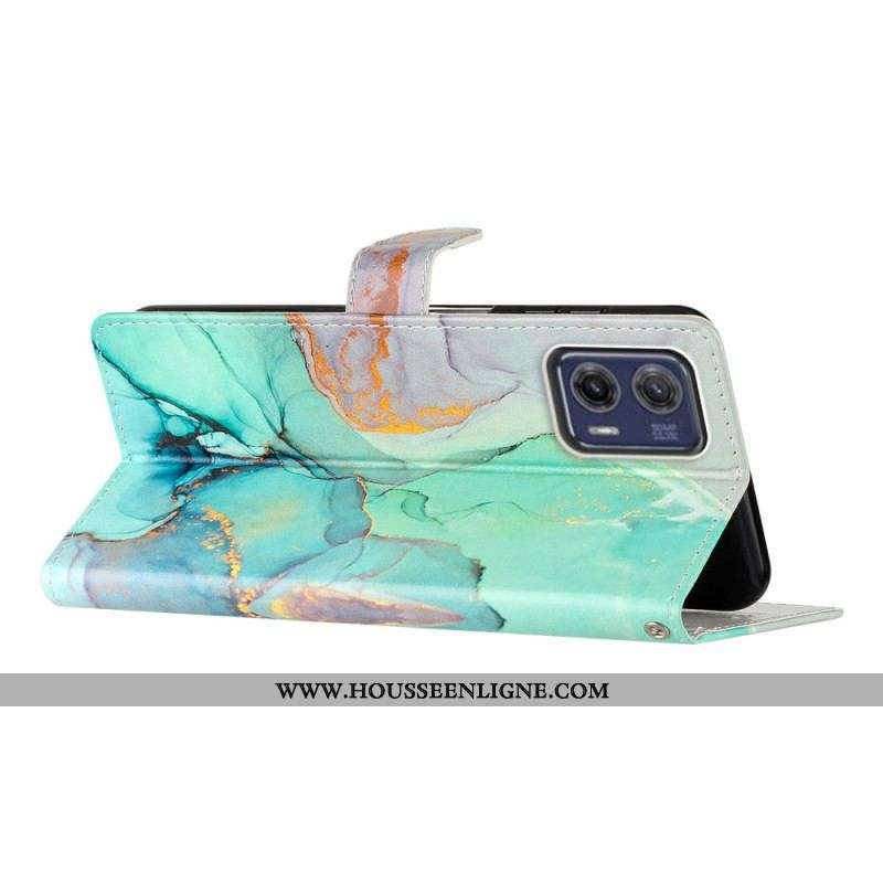 Housse Moto G73 5G Marbre Coloré à Lanière
