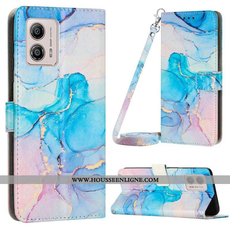 Housse Moto G73 5G Marbre avec Bandoulière