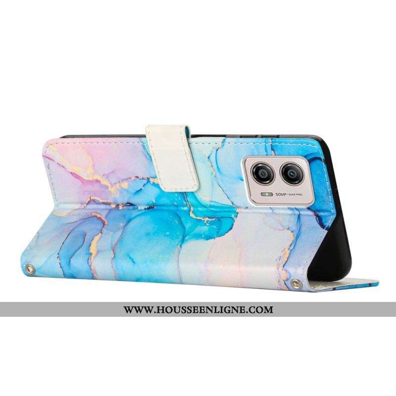 Housse Moto G73 5G Marbre avec Bandoulière