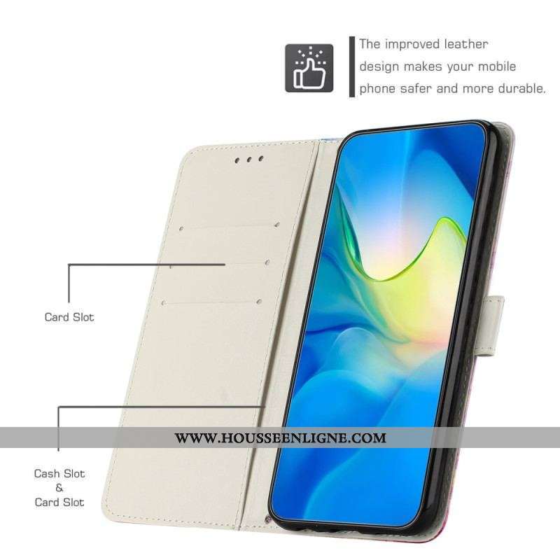 Housse Moto G73 5G Marbre avec Bandoulière