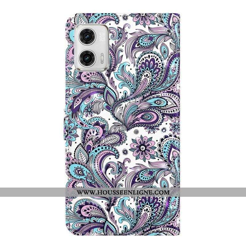 Housse Moto G73 5G Motif Cachemire à Lanière