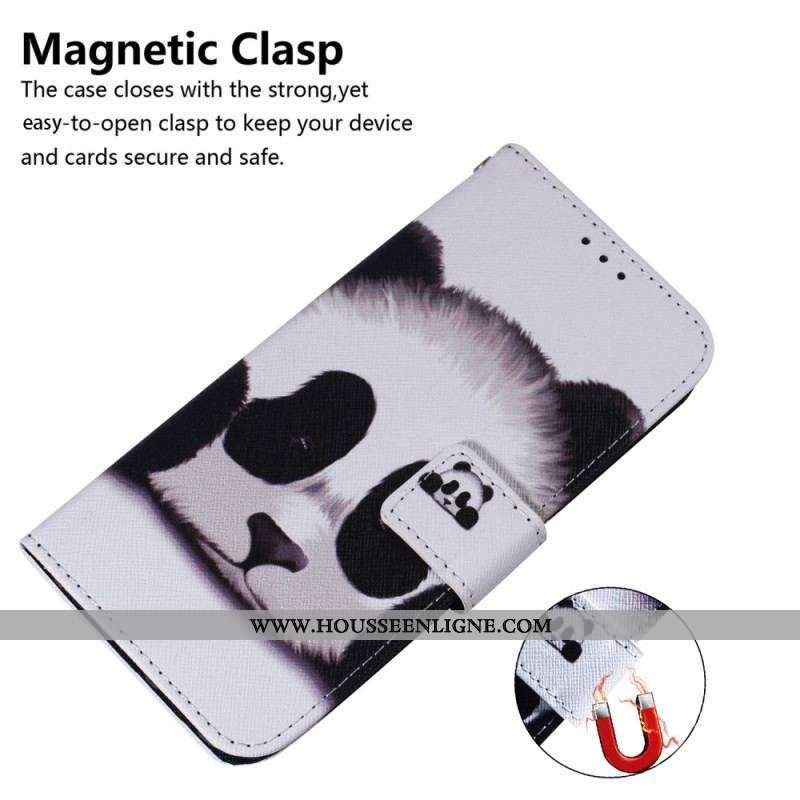 Housse Moto G73 5G Panda à Lanière