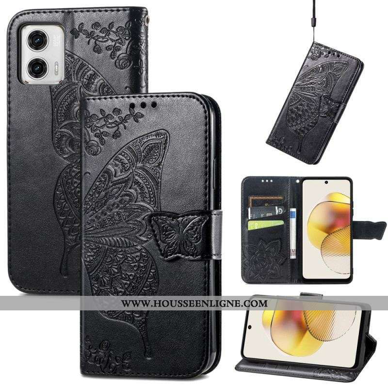 Housse Moto G73 5G Papillon Baroque