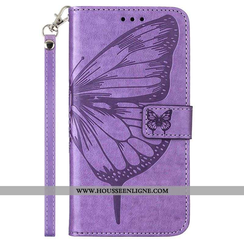 Housse Moto G73 5G Papillon Floral à Lanière