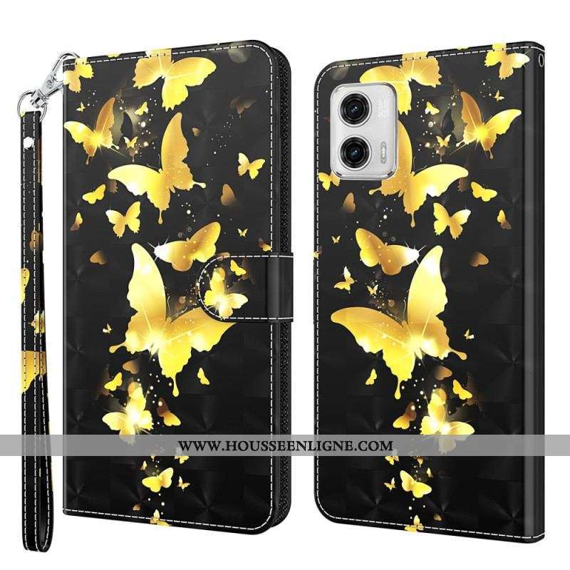 Housse Moto G73 5G Papillons à Lanière