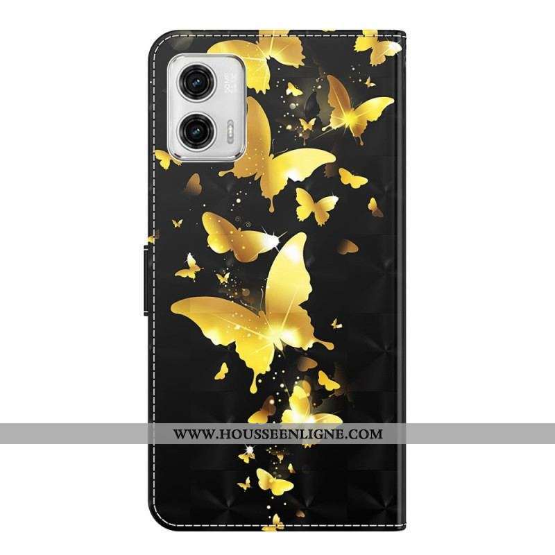 Housse Moto G73 5G Papillons à Lanière