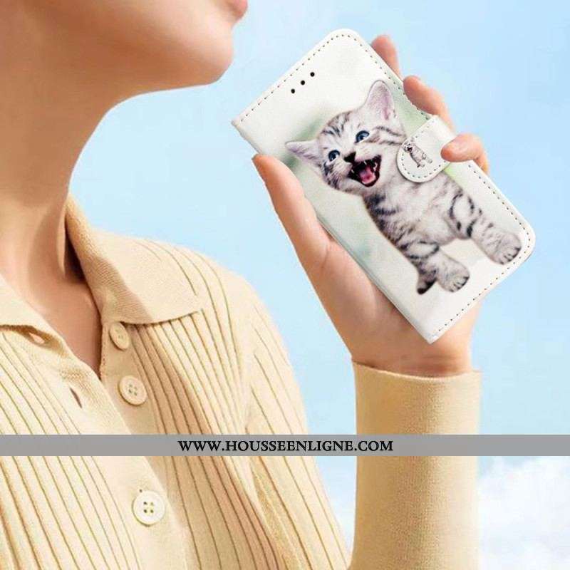Housse Moto G73 5G Petit Chaton à Lanière