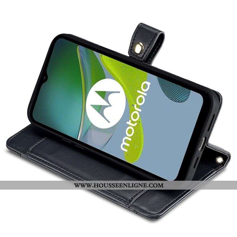 Housse Moto G73 5G Porte-Monnaie avec Bandoulière et Lanière