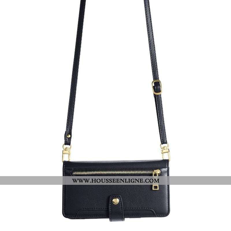 Housse Moto G73 5G Porte-Monnaie avec Bandoulière et Lanière
