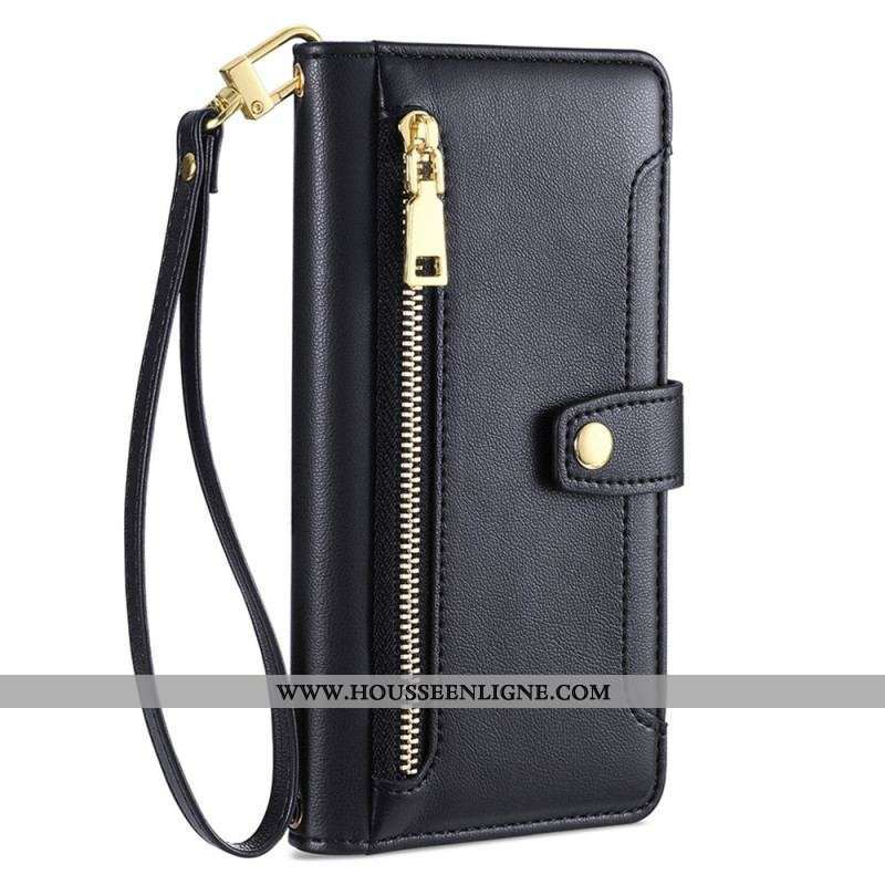 Housse Moto G73 5G Porte-Monnaie avec Bandoulière et Lanière